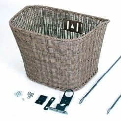 Kurv For Fastmonteret Plast Rattan Mørk Brun Flet/ Med Bøjle & Beslag