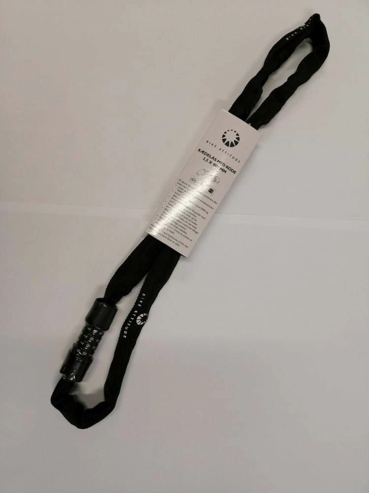 Kædelås 3,5x900 Mm Sort M/kode 3 Kædelås 3,5x900 Mm Sort M/kode